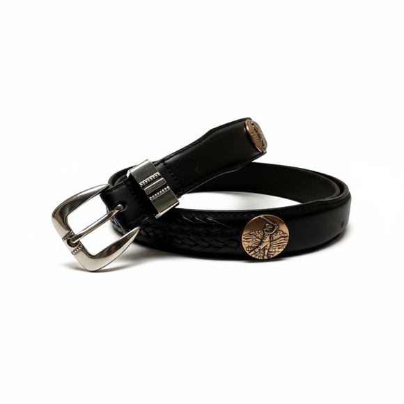 Brighton Onyx Black Leather Golf Belt Mens Size 46 Classic Preppy Vintage - Picture 1 of 16